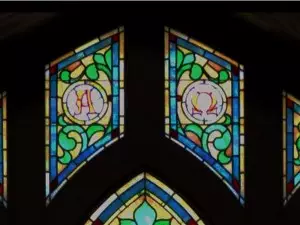 Stain glass05 _Resurrection_ Alpha-Omega